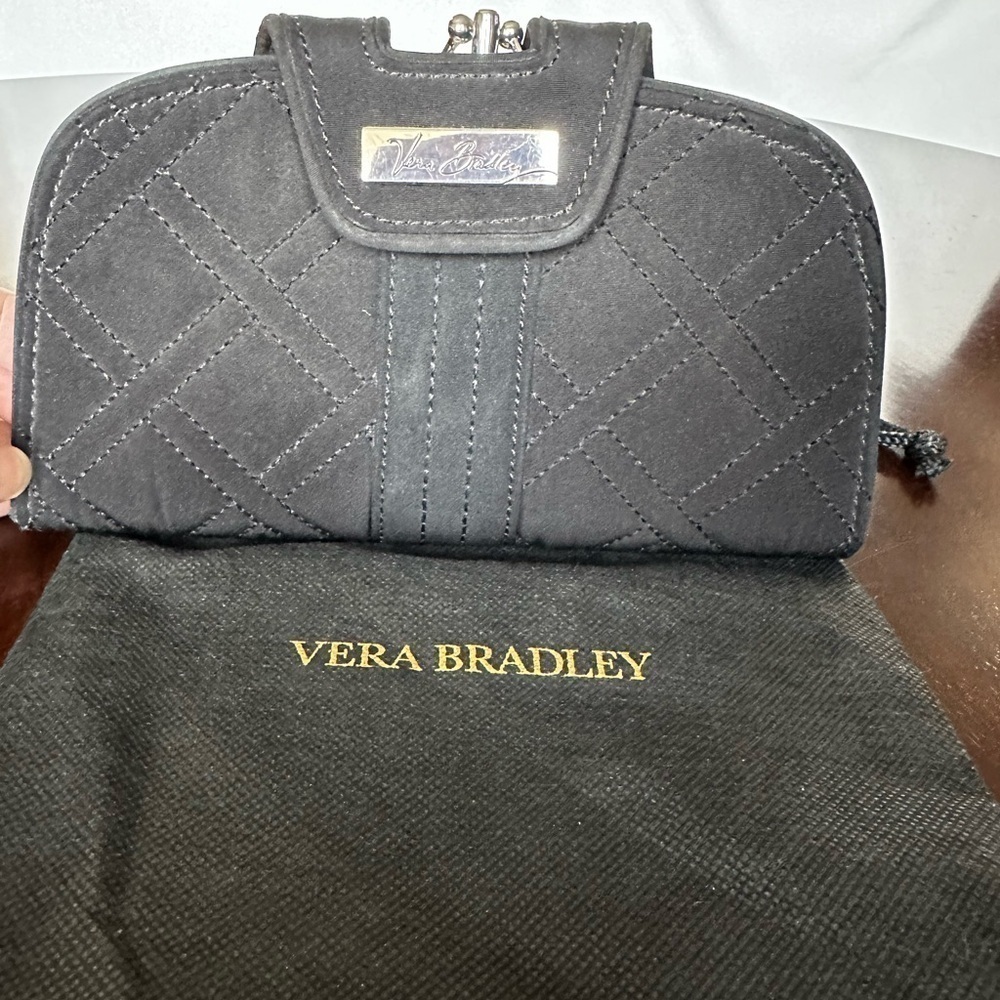 Vera Bradley Black Kiss N Tell Clutch with Dustbag